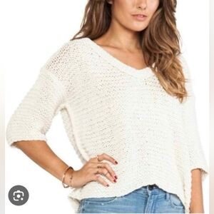 Free People Chunky Knit V Neck Sweater Size Small